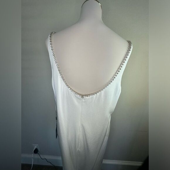 Mac Duggal Scoopneck Stretch Beaded Front‎ Slit Column Gown Size 14 - Picture 8 of 11